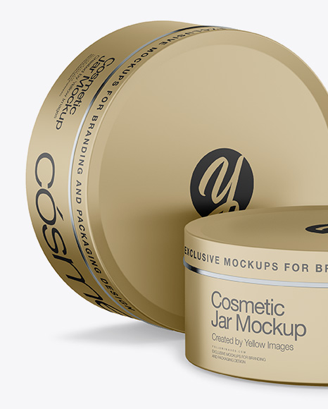 Download Two Matte Metallic Cosmetic Jars Mockup - Half Side View ...