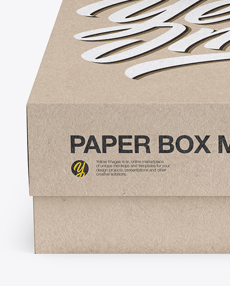 Download Square Kraft Box Mockup - Front View (High Angle Shot) in Box Mockups on Yellow Images Object ...