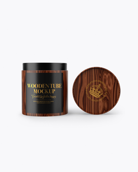 Opened Wooden Tube Mockup   Front View PSD #2