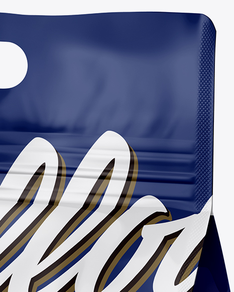 Glossy Stand-up Food Bag Mockup - Half Side View Glossy Stand-up Food Bag Mockup - Half Side View
