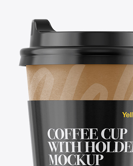 Paper Coffee Cup With Sleeve Mockup - Front View in Cup & Bowl Mockups on Yellow Images Object ...