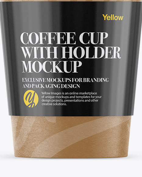 Download Paper Coffee Cup With Sleeve Mockup Front View In Cup Bowl Mockups On Yellow Images Object Mockups Yellowimages Mockups