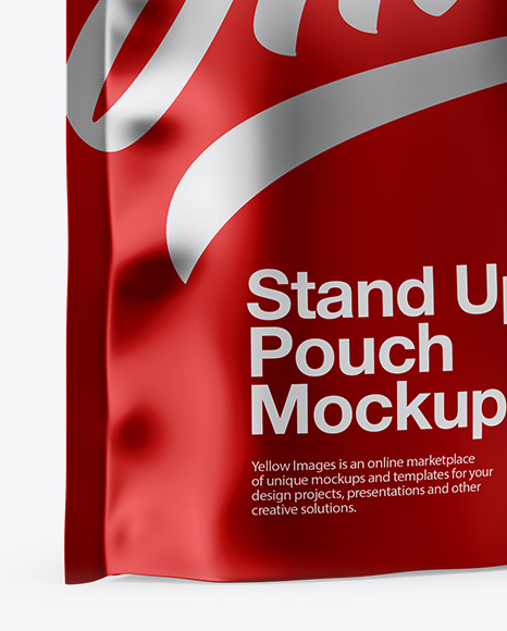 Download Metallic Stand Up Pouch Mockup Half Side View In Pouch Mockups On Yellow Images Object Mockups Yellowimages Mockups