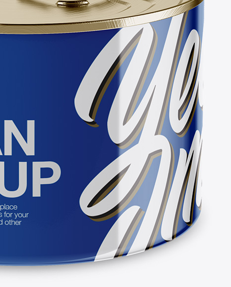 Glossy Tin Can Mockup - High-Angle Shot