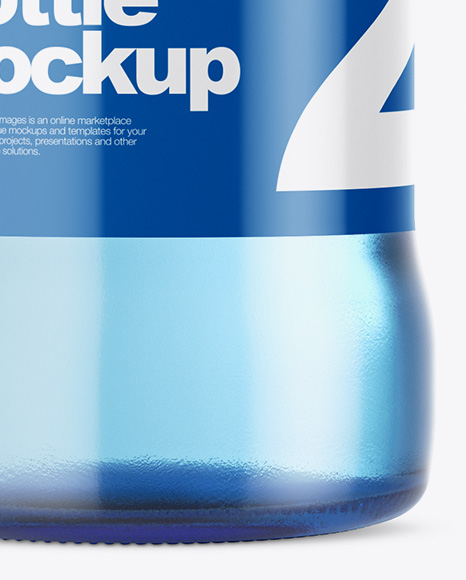 Blue Glass Water Bottle Mockup PSD #1