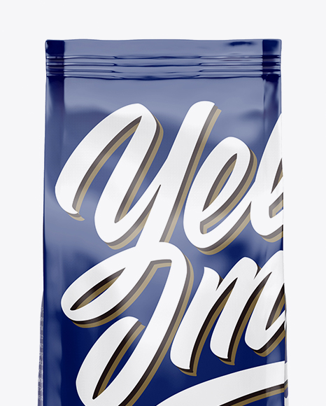 Glossy Coffee Bag Mockup - Front View
