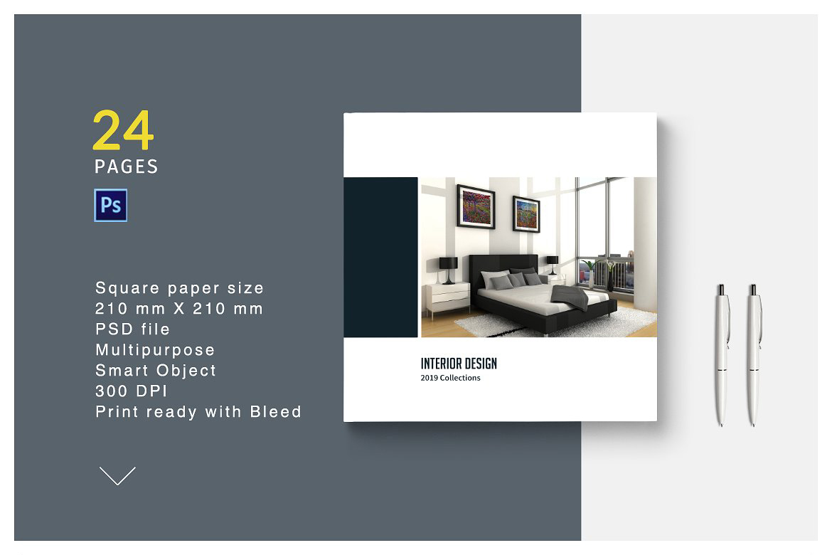 Download Psd Square Interior Brochure In Brochure Templates On Yellow Images Creative Store PSD Mockup Templates