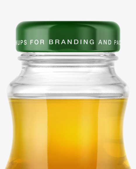 Clear Glass Bottle with Apple Juice Mockup