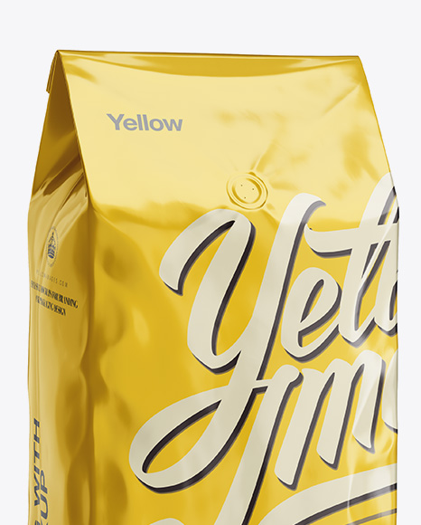 2,5 kg Foil Coffee Bag With Valve Mockup - Half-Turned View - Free