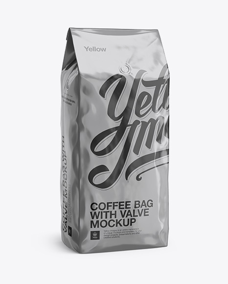 Download 2 5 Kg Foil Coffee Bag With Valve Mockup Half Turned View In Bag Sack Mockups On Yellow Images Object Mockups