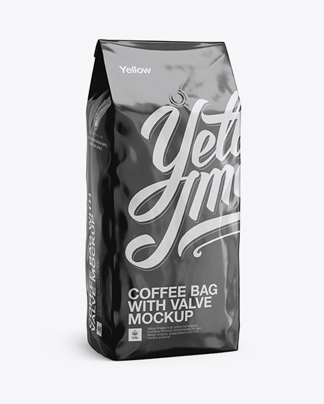 Download 2 5 Kg Foil Coffee Bag With Valve Mockup Half Turned View In Bag Sack Mockups On Yellow Images Object Mockups