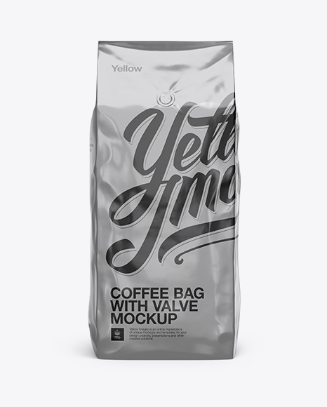 Download 2,5 kg Foil Coffee Bag With Valve Mockup - Front View in ...