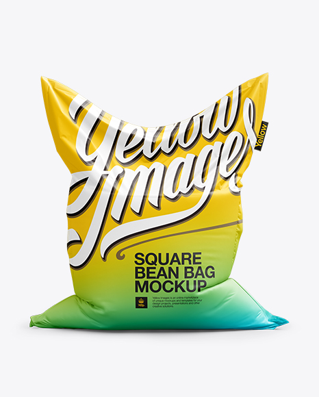 Square Bean Bag Mockup - Front View in Object Mockups on Yellow Images Object Mockups