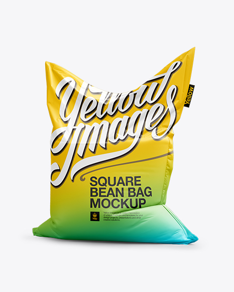 Download Square Bean Bag Mockup Halfside View In Object Mockups On Yellow Images Object Mockups PSD Mockup Templates