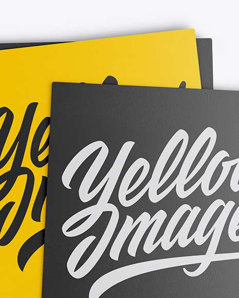 Three Textured Business Cards Mockup Top View In Stationery Mockups On Yellow Images Object Mockups