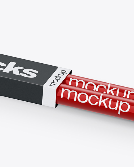 Glossy Drumsticks in Paper Holder Mockup   Half Side View PSD #2