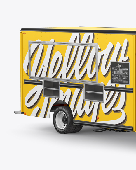 Food Truck Mockup Side View In Vehicle Mockups On Yellow Images Object Mockups