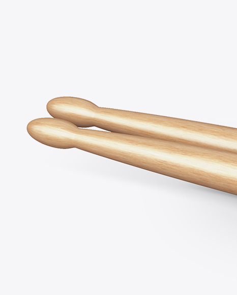 Wooden Drumsticks Mockup - Half Side View