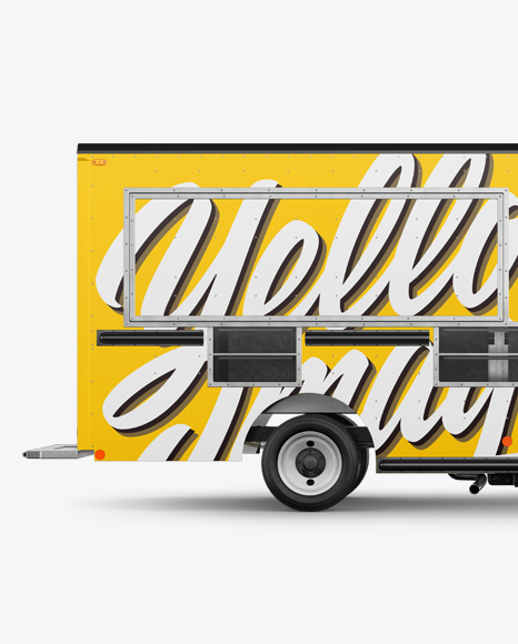 Download Food Truck Mockup Half Side View In Vehicle Mockups On Yellow Images Object Mockups PSD Mockup Templates