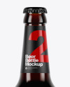 Amber Glass Bottle With Brown Ale Mockup