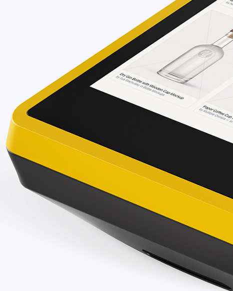 Download Mobile Payment Terminal Mockup - Half Side View (High-Angle Shot) in Device Mockups on Yellow ...