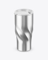 390ml Matte Stainless Steel Travel Cup Mockup (High-Angle Shot) on