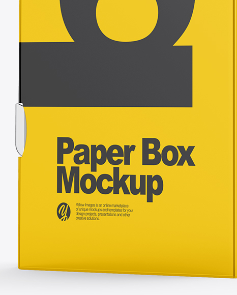 Matte Metallic Paper Box Mockup Half Side View In Box Mockups On Yellow Images Object Mockups