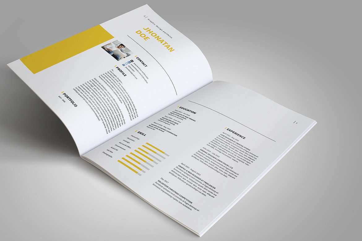 Graphic Design Portfolio Template In Brochure Templates On Yellow Images Creative Store