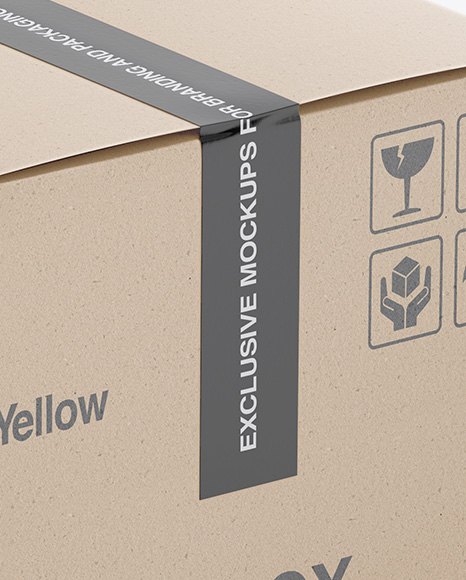 Kraft Box Mockup   Half Side View PSD #2