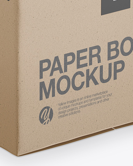 Download Kraft Box Mockup Half Side View In Box Mockups On Yellow Images Object Mockups PSD Mockup Templates