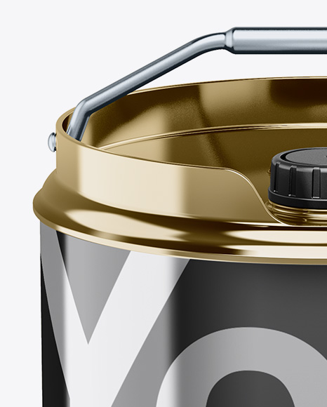 Metallic Oil Tin Can Mockup - High-Angle Shot Metallic Oil Tin Can Mockup - High-Angle Shot
