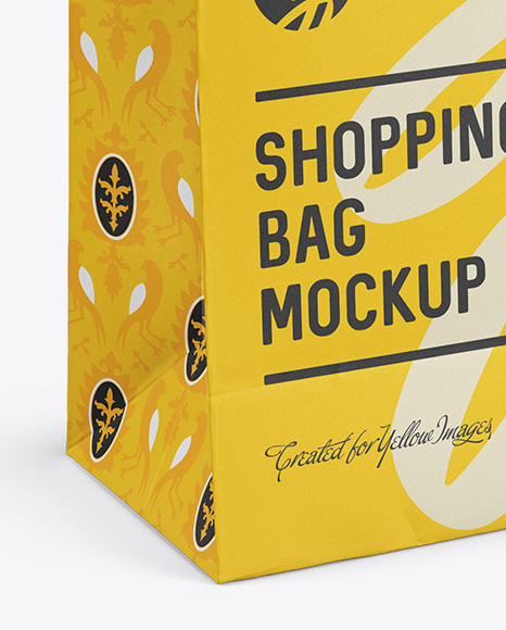 Paper Shopping Bag Mockup Halfside View High Angle Shot In Bag Sack Mockups On Yellow Images Object Mockups