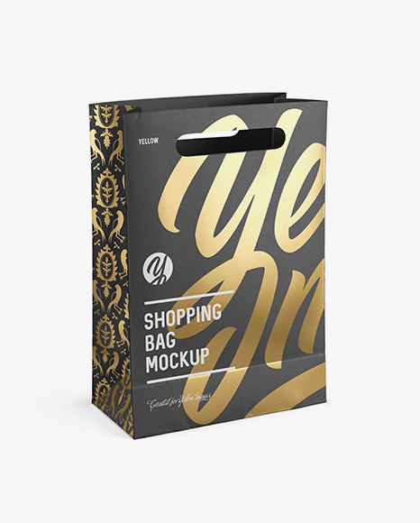 Download Paper Shopping Bag Mockup Halfside View High Angle Shot In Bag Sack Mockups On Yellow Images Object Mockups