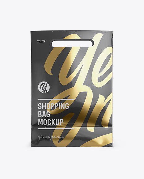 Download Glossy Shopping Bag Mockup Front View In Bag Sack Mockups On Yellow Images Object Mockups