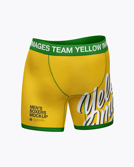 Men S Boxer Briefs Mockup Back Half Side View In Apparel Mockups On Yellow Images Object Mockups