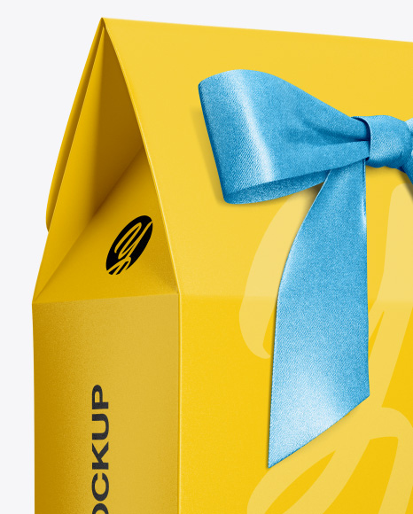 Download Paper Bag With Bow Mockup Half Side View In Bag Sack Mockups On Yellow Images Object Mockups PSD Mockup Templates