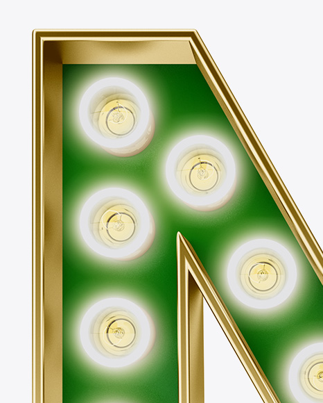 Letter N Light Bulb Sign Mockup on Yellow Images Object Mockups