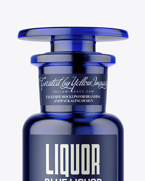 Blue Glass Bottle Mockup PSD #3