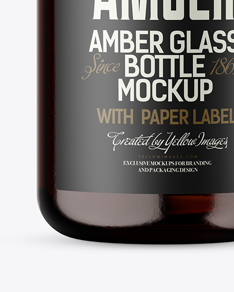 Amber Glass Bottle Mockup In Bottle Mockups On Yellow Images Object Mockups