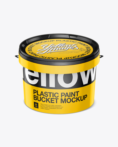 Download 3L Plastic Paint Bucket Mockup - Front view (High-Angle Shot) in Bucket & Pail Mockups on Yellow ...