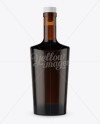 Dark Amber Liquor Bottle W/Bung Mockup - Front View on Yellow Images