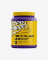 Download Matte Protein Jar W/ Screw Cap Mockup in Jar Mockups on Yellow Images Object Mockups