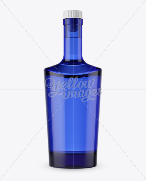 Download Blue Glass Liquor Bottle W Bung Front View In Bottle Mockups On Yellow Images Object Mockups PSD Mockup Templates