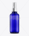 Blue Spray Bottle W/ Clear Overcap Mockup on Yellow Images Object Mockups