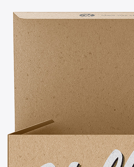 Opened Kraft Box Mockup   Front View PSD #2