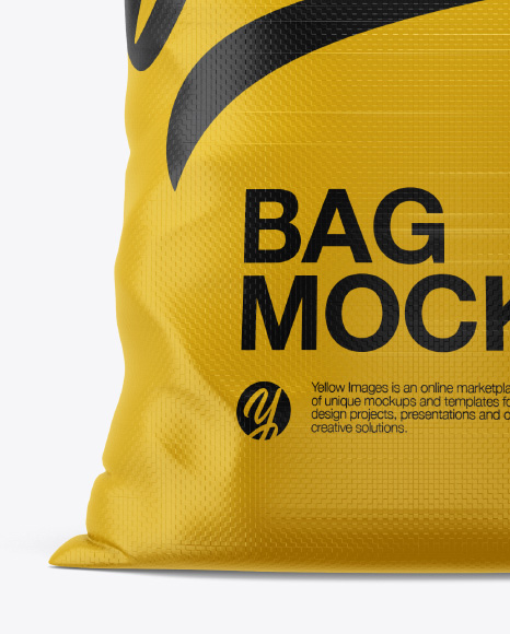 Download Polypropylene Bag Mockup Front View In Bag Sack Mockups On Yellow Images Object Mockups PSD Mockup Templates