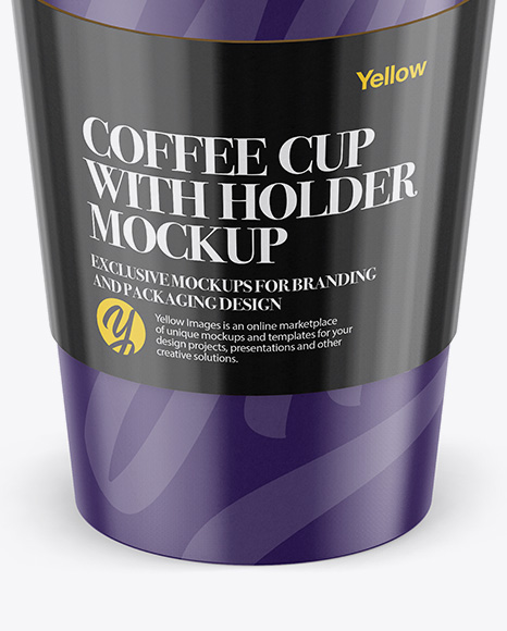 Coffee Cup With Sleeve Mockup - Front View (High-Angle Shot) Coffee Cup With Sleeve Mockup - Front View (High-Angle Shot)