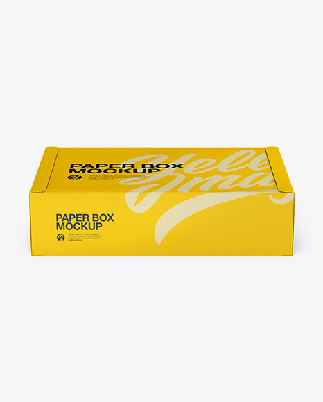 Paper Box Mockup   Front View (High Angle Shot) PSD #2
