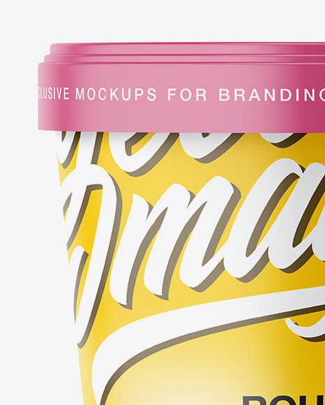 Download Matte Ice Cream Tub Mockup Front View In Pot Tub Mockups On Yellow Images Object Mockups Yellowimages Mockups