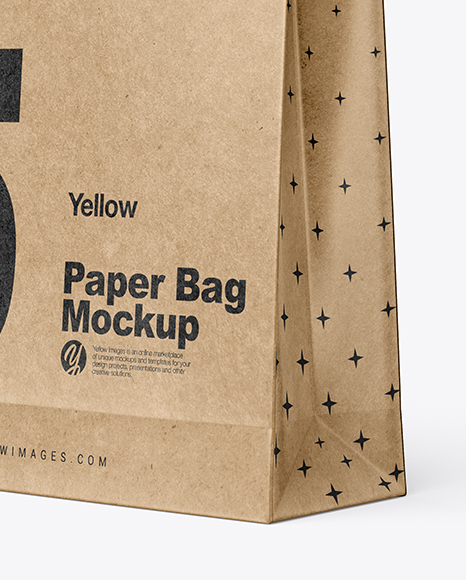 Download Kraft Paper Shopping Bag Mockup Half Side View In Bag Sack Mockups On Yellow Images Object Mockups